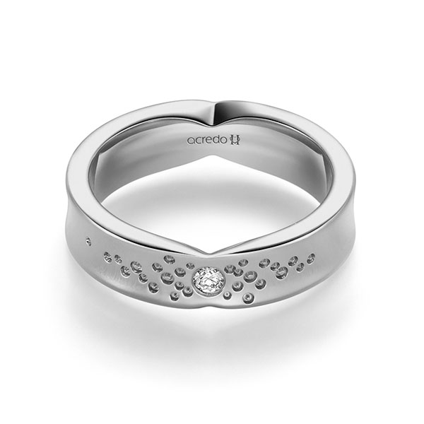 klassischer Trauring/Ehering in Graugold 750 mit zus. 0,05 ct. Brillant tw, si von acredo - A-2332-12