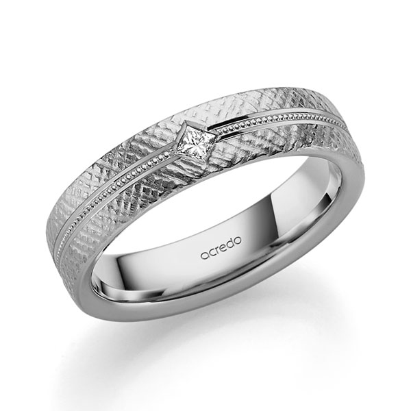 klassischer Trauring/Ehering in Graugold 750 mit zus. 0,05 ct. Prinzess-Diamant tw, vs von acredo - A-2411-12 klassischer Trauring/Ehering in Graugold 750 mit zus. 0,05 ct. Prinzess-Diamant tw, vs von acredo - A-2411-12