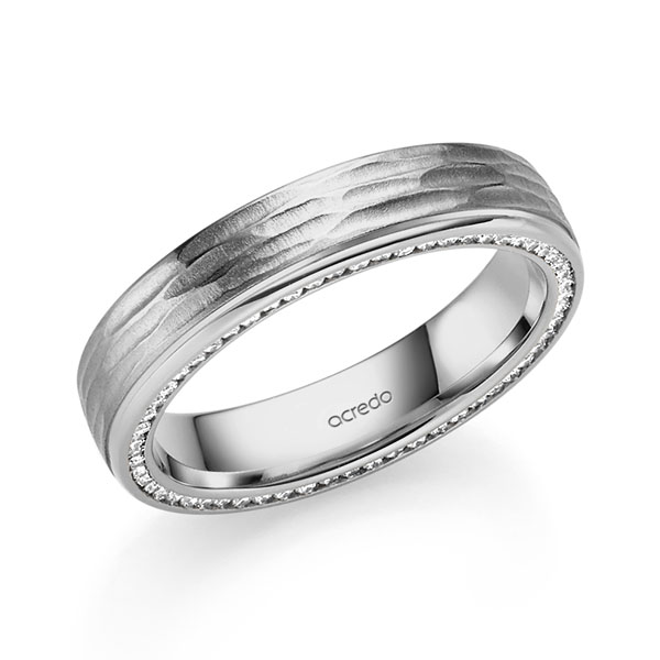 klassischer Trauring/Ehering in Graugold 750 mit zus. 0,28 ct. Brillant tw, si von acredo - A-2410-12