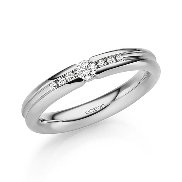 klassischer Trauring/Ehering in Palladium-Silber 800- mit zus. 0,16 ct. Brillant tw, si von acredo - S-1321-2