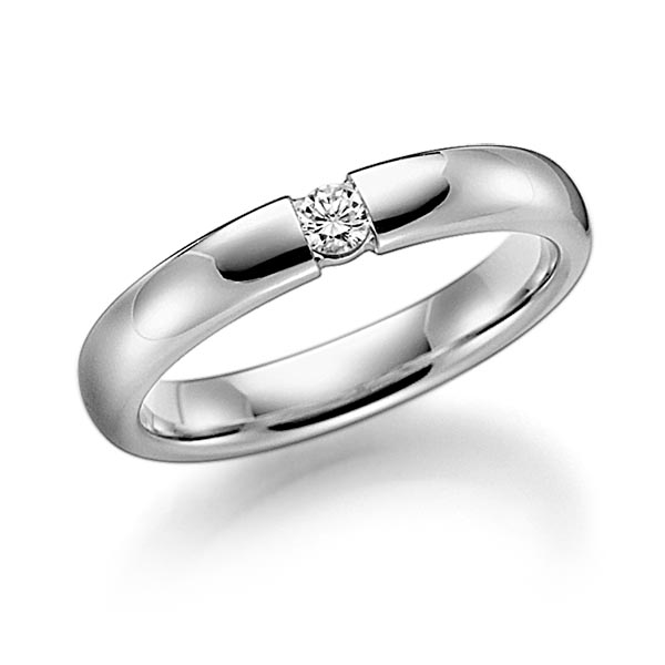 klassischer Trauring/Ehering in Palladium 500 mit zus. 0,08 ct. Brillant tw, si von Steinberg
