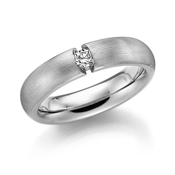 klassischer Trauring/Ehering in Palladium 500 mit zus. 0,08 ct. Brillant tw, si von Steinberg