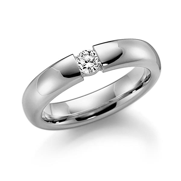 klassischer Trauring/Ehering in Palladium 585 mit zus. 0,12 ct. Brillant tw, si von Steinberg