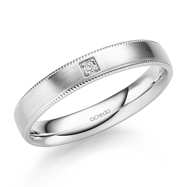 klassischer Trauring/Ehering in Palladium 950 mit zus. 0,025 ct. Brillant tw, si von acredo - S-1324-6