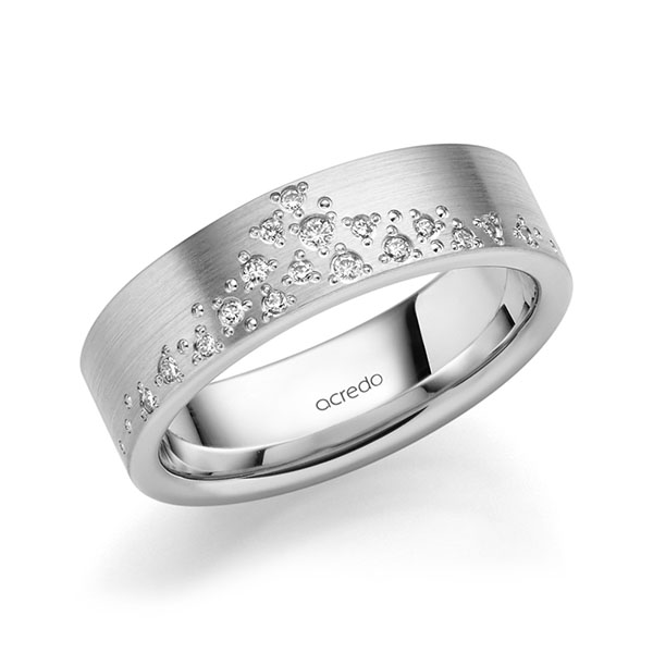 klassischer Trauring/Ehering in Palladium 950 mit zus. 0,114 ct. Brillant tw, si von acredo - A-2194-6