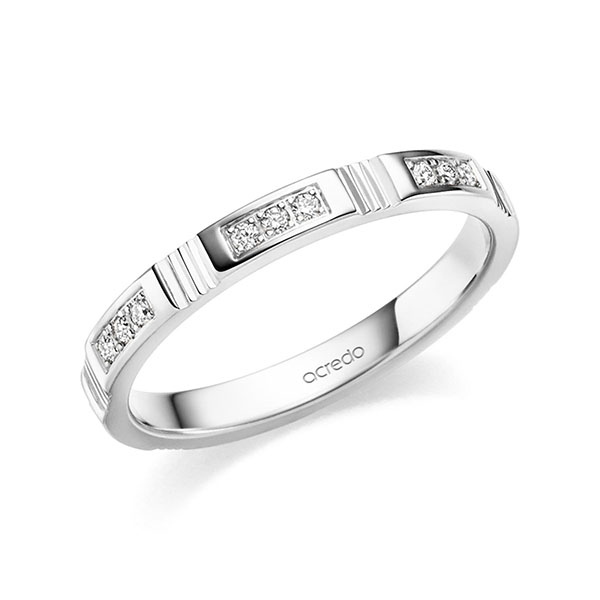 klassischer Trauring/Ehering in Palladium 950 mit zus. 0,21 ct. Brillant tw, si von acredo - S-1408-6