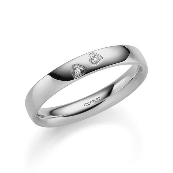 klassischer Trauring/Ehering in Platin-Palladium 600 mit zus. 0,01 ct. Brillant tw, si von acredo - A-2350-12