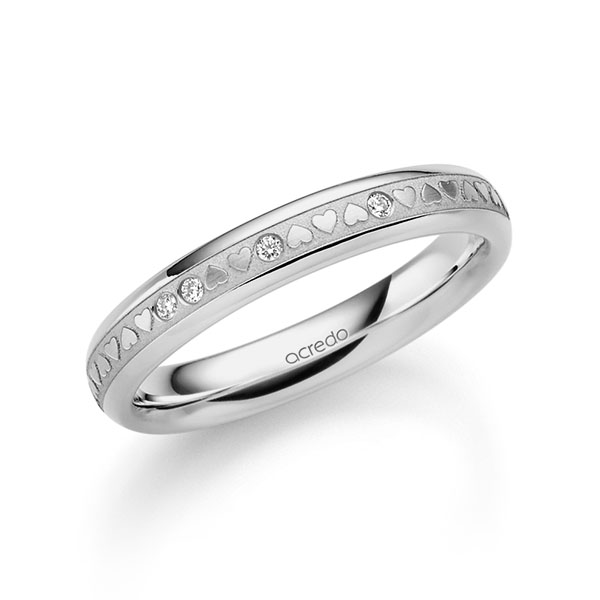 klassischer Trauring/Ehering in Platin-Palladium 600 mit zus. 0,032 ct. Brillant tw, si von acredo - A-2370-11