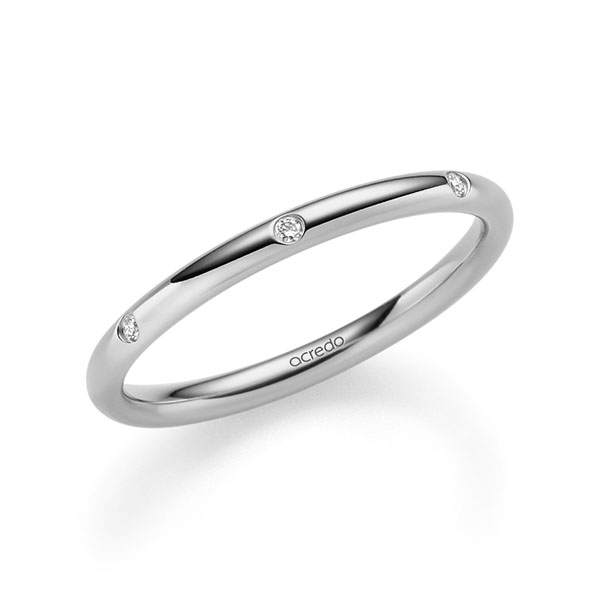klassischer Trauring/Ehering in Platin-Palladium 600 mit zus. 0,056 ct. Brillant tw, si von acredo - A-2342-8