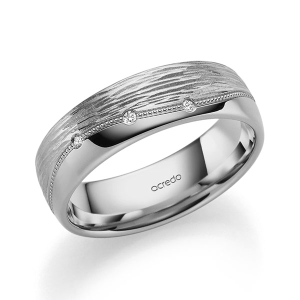 klassischer Trauring/Ehering in Platin-Palladium 600 mit zus. 0,09 ct. Brillant tw, si von acredo - A-2415-16