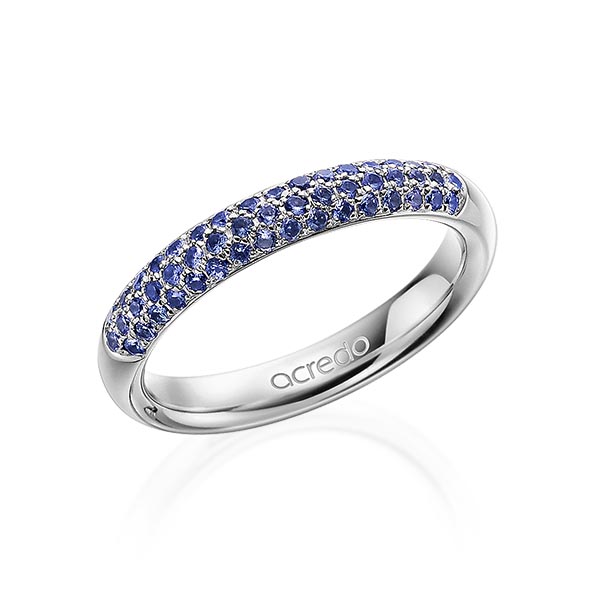 klassischer Trauring/Ehering in Platin-Palladium 600 mit zus. 0,392 ct. Brillant Saphir Blau (A 10) von acredo - A-1912-6