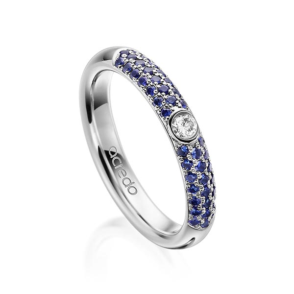 klassischer Trauring/Ehering in Platin-Palladium 600 mit zus. 0,416 ct. Brillant Saphir Blau (A 10) tw, si von acredo - A-1911-6 klassischer Trauring/Ehering in Platin-Palladium 600 mit zus. 0,416 ct. Brillant Saphir Blau (A 10) tw, si von acredo - A-1911-6