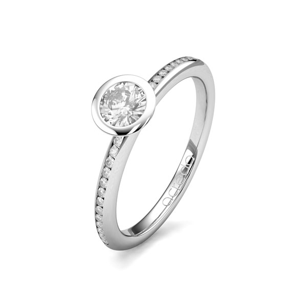 klassischer Trauring/Ehering in Platin-Silber 925 mit 0,3 ct. + zus. 0,13 ct. Brillant tw, si von acredo - A-1654-5