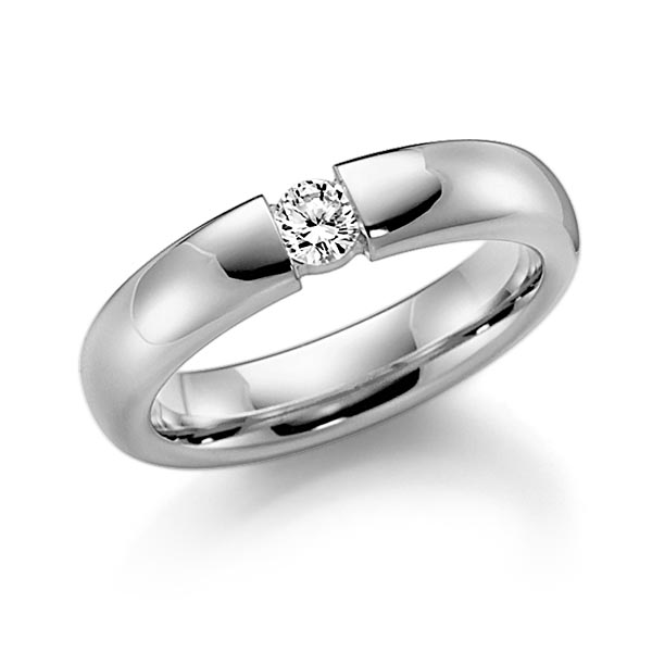 klassischer Trauring/Ehering in Platin 600 mit zus. 0,12 ct. Brillant tw, si von Steinberg - Q-1376-5