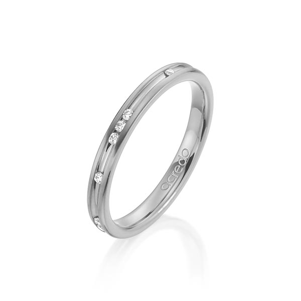 klassischer Trauring/Ehering in Platin 600 mit zus. 0,14 ct. Brillant tw, si von acredo - A-1276-2
