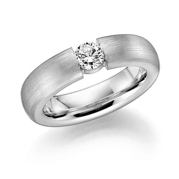 klassischer Trauring/Ehering in Platin 600 mit zus. 0,25 ct. Brillant tw, si von Steinberg - Q-1378-5