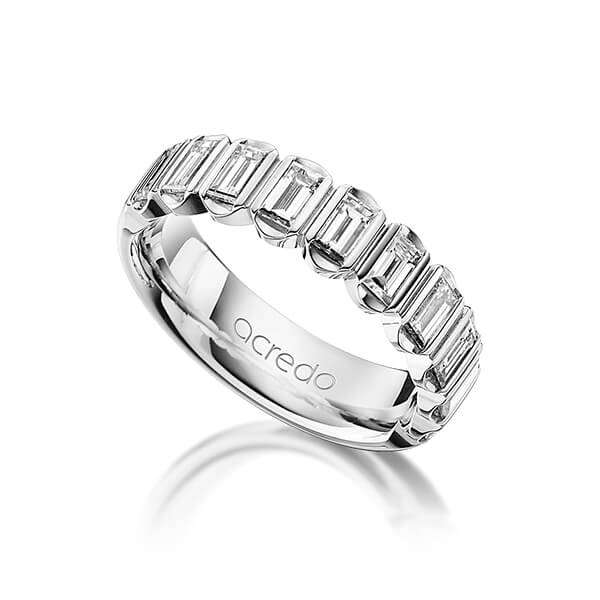 klassischer Trauring/Ehering in Platin 600 mit zus. 1,2 ct. Baguette-Diamant tw, vs von acredo - A-1220-3
