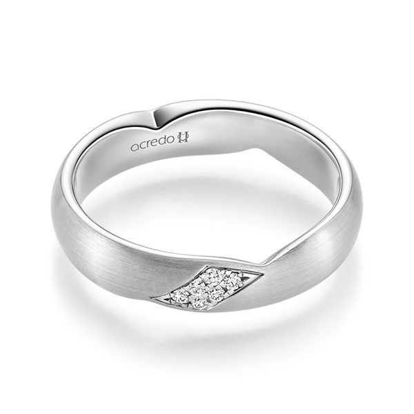 klassischer Trauring/Ehering in Platin 950 mit zus. 0,048 ct. Brillant tw, si von acredo - A-2326-11