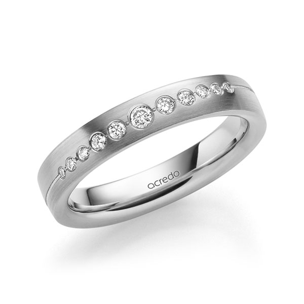 klassischer Trauring/Ehering in Platin 950 mit zus. 0,156 ct. Brillant tw, si von acredo - A-1717-25