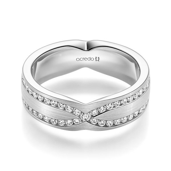 klassischer Trauring/Ehering in Platin 950 mit zus. 0,46 ct. Brillant tw, si von acredo - A-2352-7