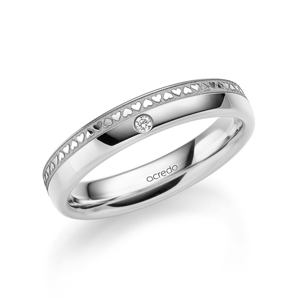 klassischer Trauring/Ehering in River Platin 950 mit zus. 0,01 ct. Brillant tw, si von acredo - A-2375-15