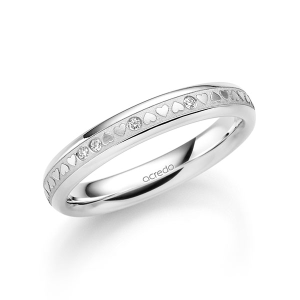 klassischer Trauring/Ehering in River Platin 950 mit zus. 0,032 ct. Brillant tw, si von acredo - A-2370-12