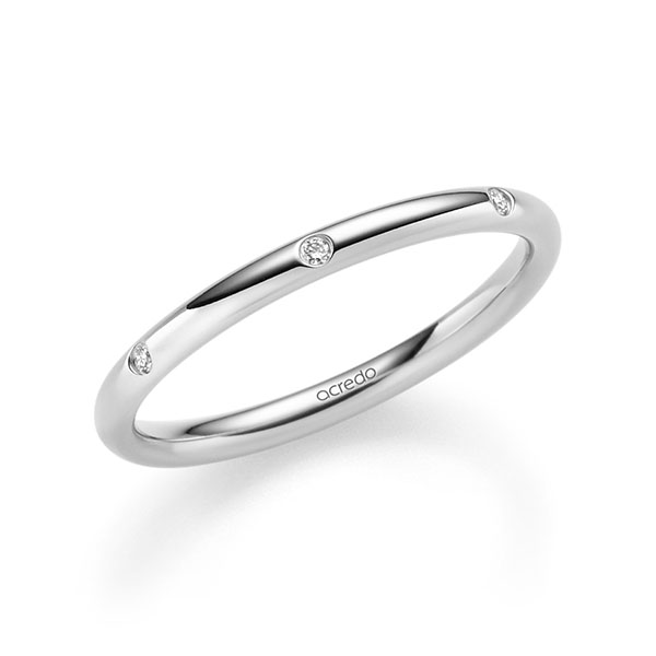 klassischer Trauring/Ehering in River Platin 950 mit zus. 0,056 ct. Brillant tw, si von acredo - A-2342-7