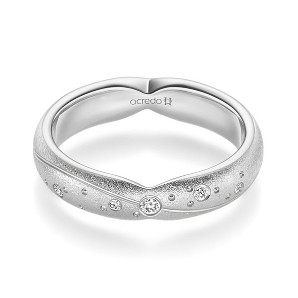klassischer Trauring/Ehering in River Platin 950 mit zus. 0,065 ct. Brillant tw, si von acredo - A-2366-22