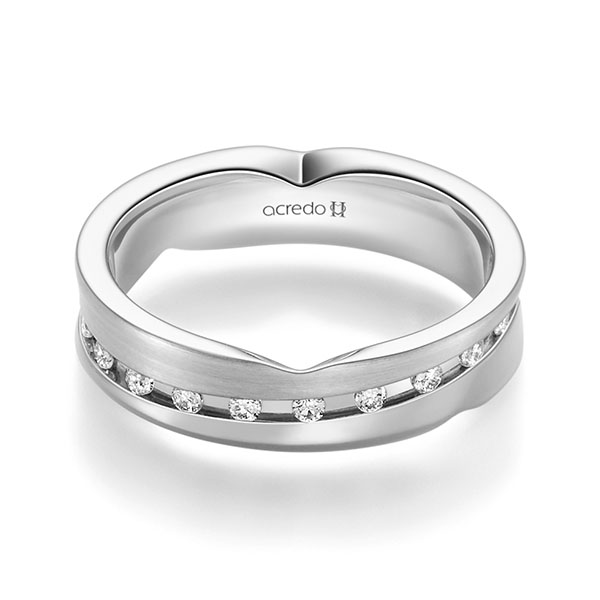 klassischer Trauring/Ehering in River Platin 950 mit zus. 0,315 ct. Brillant tw, si von acredo - A-2363-17