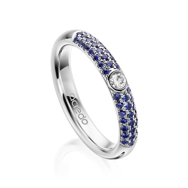 klassischer Trauring/Ehering in River Platin 950 mit zus. 0,416 ct. Brillant Saphir Blau (A 10) tw, si von acredo - A-1911-1 klassischer Trauring/Ehering in River Platin 950 mit zus. 0,416 ct. Brillant Saphir Blau (A 10) tw, si von acredo - A-1911-1
