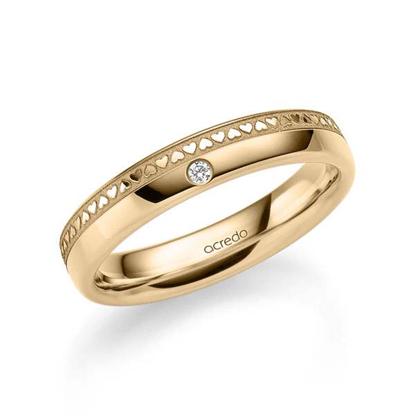 klassischer Trauring/Ehering in Roségold 375 mit zus. 0,01 ct. Brillant tw, si von acredo - A-2375-18