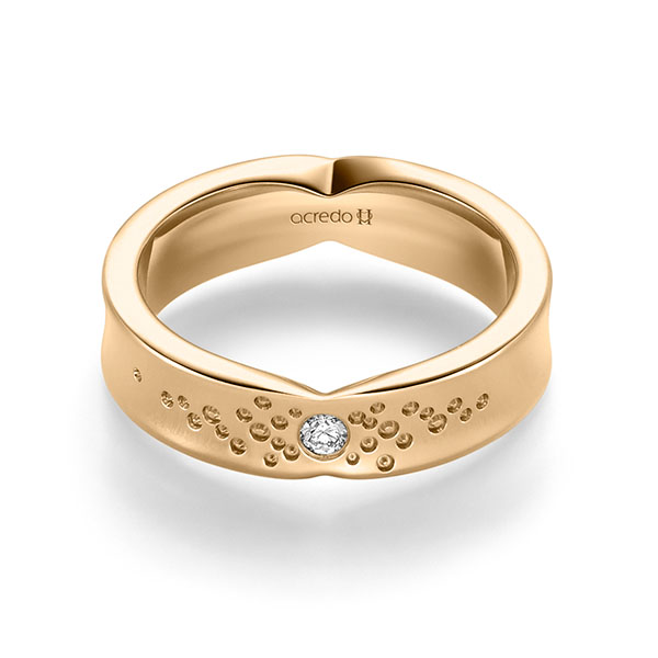 klassischer Trauring/Ehering in Roségold 375 mit zus. 0,05 ct. Brillant tw, si von acredo - A-2332-7