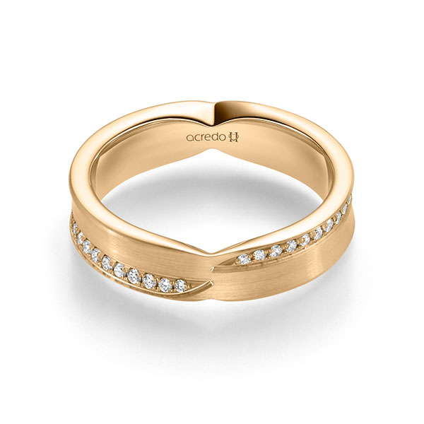 klassischer Trauring/Ehering in Roségold 375 mit zus. 0,336 ct. Brillant tw, si von acredo - A-2331-7