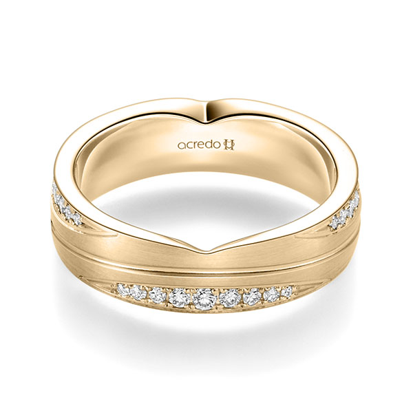 klassischer Trauring/Ehering in Roségold 375 mit zus. 0,384 ct. Brillant tw, si von acredo - A-2356-8