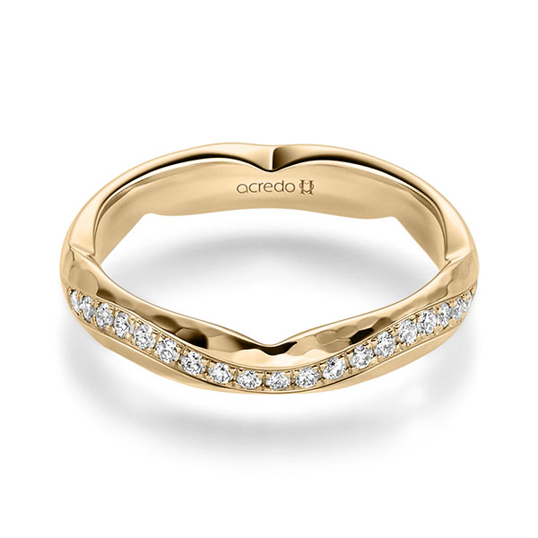 klassischer Trauring/Ehering in Roségold 585 gehämmert Struktur mit zus. 0,24 ct. Brillant tw, si von acredo