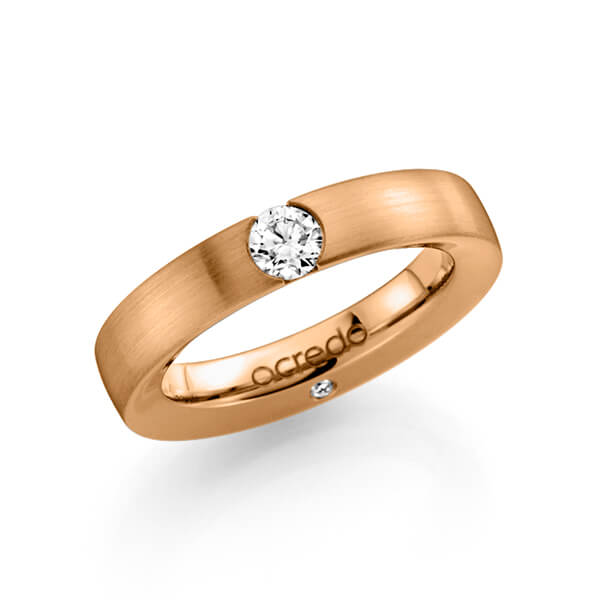 klassischer Trauring/Ehering in Roségold 585 mit 0,3 ct. + zus. 0,03 ct. Brillant tw, si von acredo