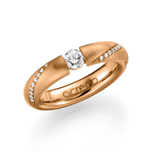 klassischer Trauring/Ehering in Roségold 585 mit 0,3 ct. + zus. 0,225 ct. Brillant tw, si von acredo