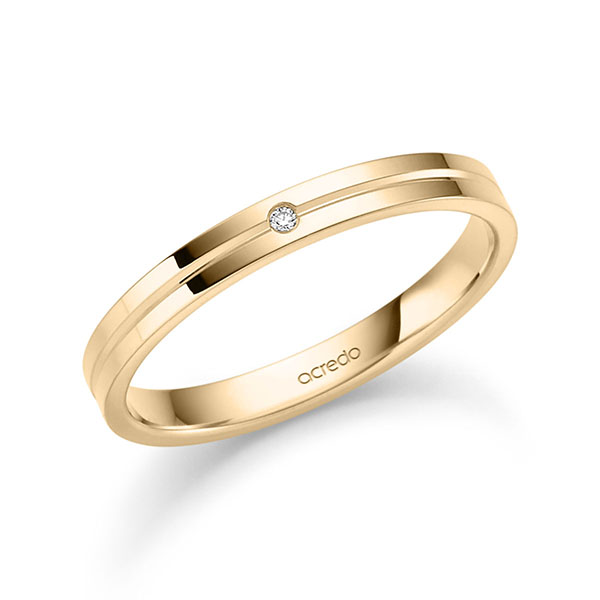 klassischer Trauring/Ehering in Roségold 585 mit zus. 0,008 ct. Brillant tw, si von acredo