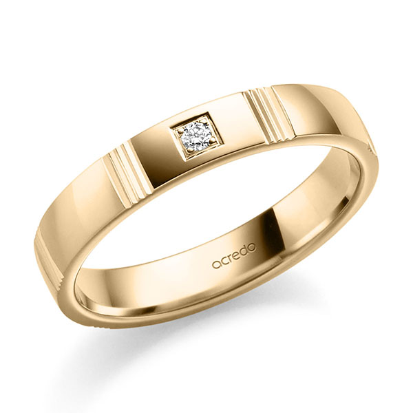 klassischer Trauring/Ehering in Roségold 585 mit zus. 0,025 ct. Brillant tw, vs von acredo