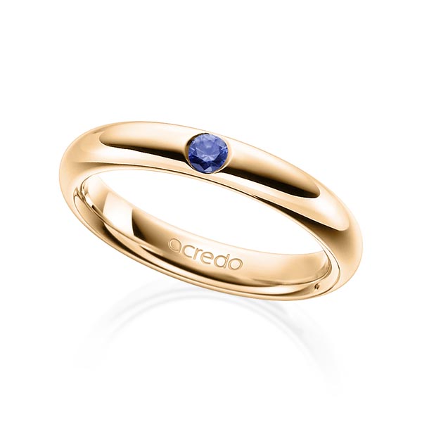 klassischer Trauring/Ehering in Roségold 585 mit zus. 0,08 ct. Brillant Saphir Blau (A 10) von acredo