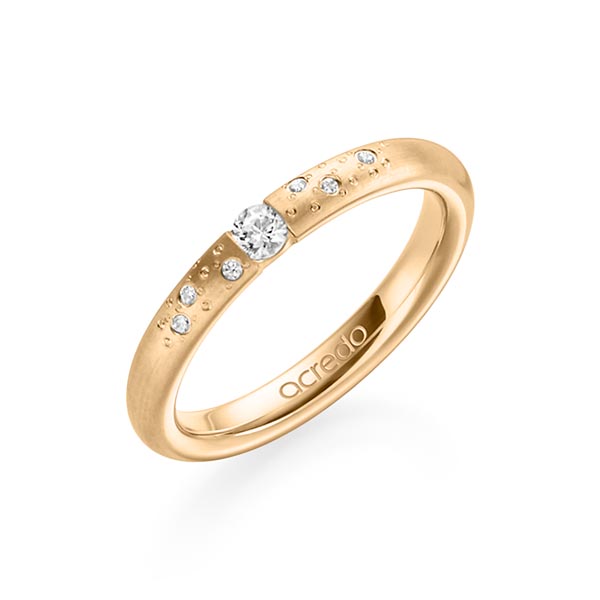 klassischer Trauring/Ehering in Roségold 585 mit zus. 0,13 ct. Brillant tw, si von acredo