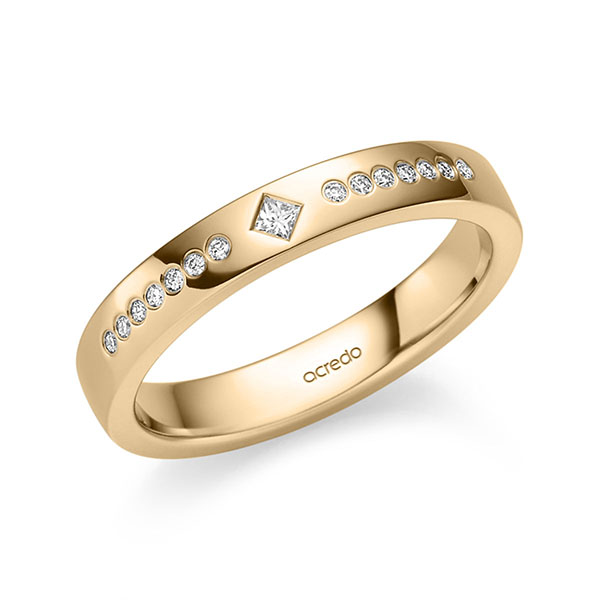 klassischer Trauring/Ehering in Roségold 585 mit zus. 0,1 ct. Prinzess-Diamant & Brillant tw, vs von acredo - S-1363-3 klassischer Trauring/Ehering in Roségold 585 mit zus. 0,1 ct. Prinzess-Diamant & Brillant tw, vs von acredo - S-1363-3