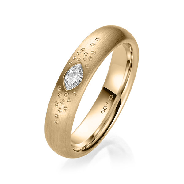 klassischer Trauring/Ehering in Roségold 585 mit zus. 0,1 ct. tw, vs von acredo