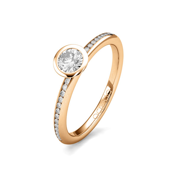 klassischer Trauring/Ehering in Roségold 585 mit zus. 0,38 ct. Brillant tw, si von acredo
