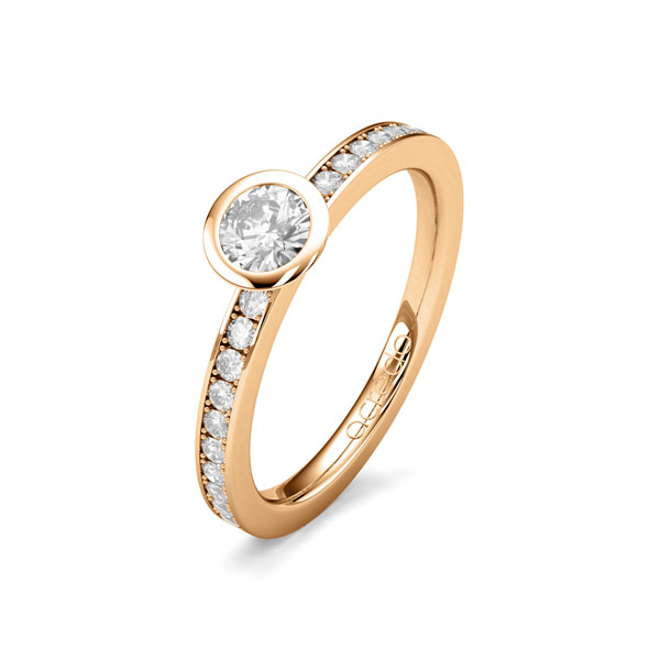 klassischer Trauring/Ehering in Roségold 585 mit zus. 0,45 ct. Brillant tw, si von acredo