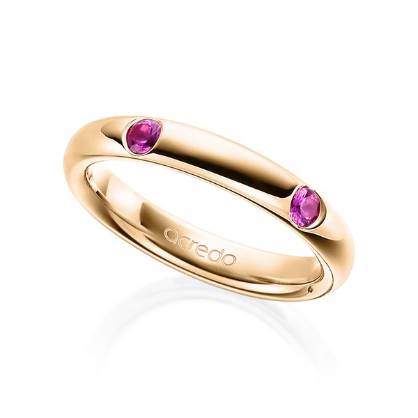 klassischer Trauring/Ehering in Roségold 585 mit zus. 0,4 ct. Brillant Saphir Pink (A 10) von acredo