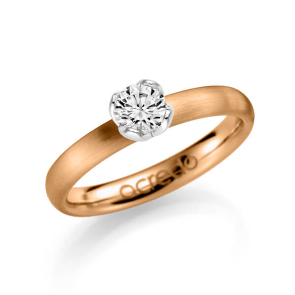 klassischer Trauring/Ehering in Roségold 750 mit 0,5 ct. Brillant tw, si von acredo - A-1127-5