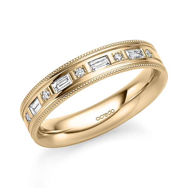 klassischer Trauring/Ehering in Roségold 750 mit zus. 0,25 ct. Baguette-Diamant & Brillant tw, vs von acredo - S-1366-3 klassischer Trauring/Ehering in Roségold 750 mit zus. 0,25 ct. Baguette-Diamant & Brillant tw, vs von acredo - S-1366-3