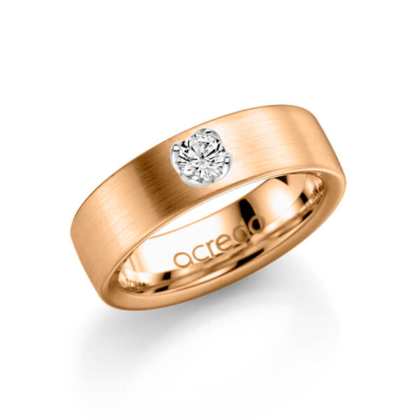 klassischer Trauring/Ehering in Roségold 750 mit zus. 0,25 ct. Brillant tw, si von acredo - A-1138-5