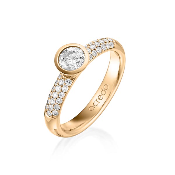 klassischer Trauring/Ehering in Roségold 750 mit zus. 0,61 ct. Brillant tw, vs tw, si von acredo